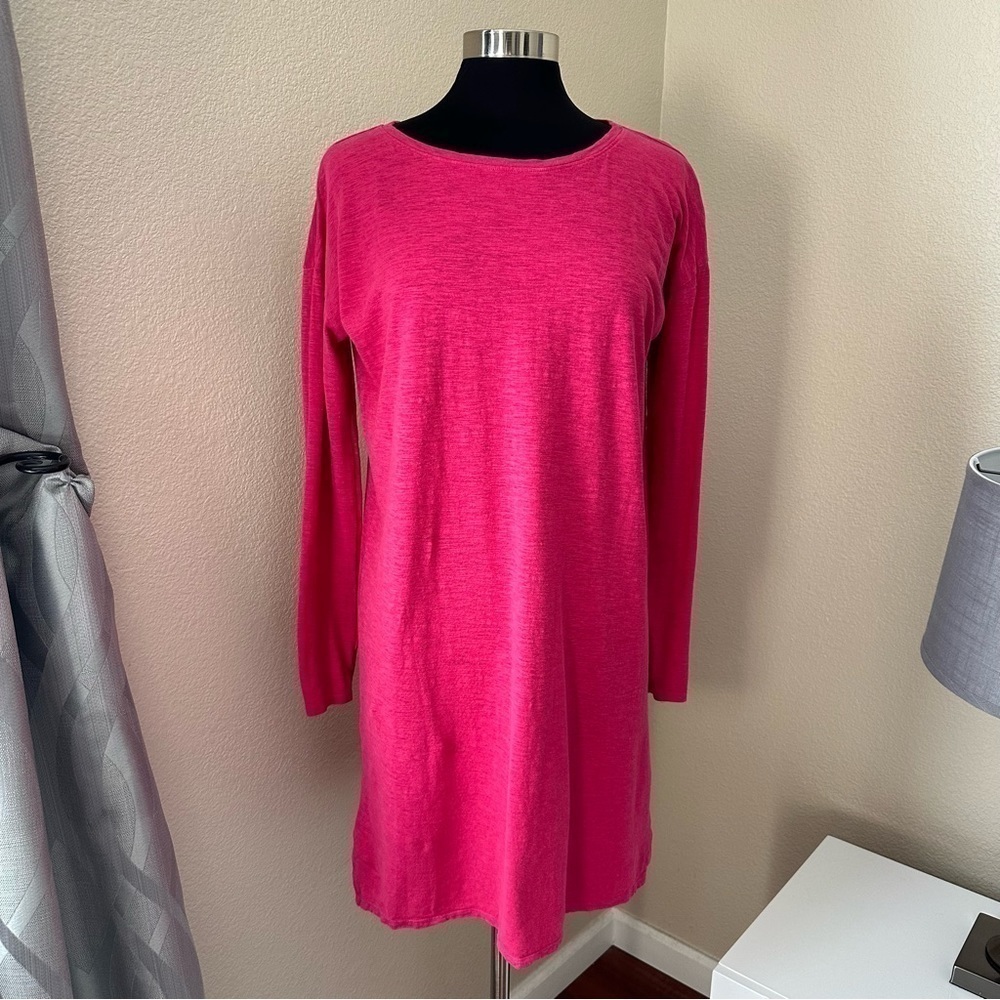 EILEEN FISHER Long Sleeve Barbie Pink Mini Dress Size XS
